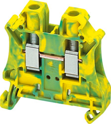 Ground terminal, 2 pole, 0.2-6.0 mm², clamping points: 2, green/yellow, screw connection, NSYTRV62PE