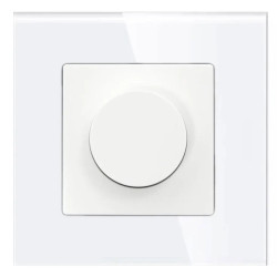 Ściemniacz dimmer 500W, 80W dla LED, regulator obrotów wentylatora - szklana ramka - biały - TAWOIA Glass