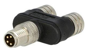 Złącze okrągłe, M8 - Złącze 4-stykowe M8 x2 żeńskie, 60 V AC, 75 V DC, 4A