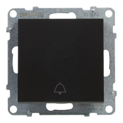 SUNO Przycisk pojedynczy z symb. dzwonka czarny 6A 250V zaciski automatyczne 721413