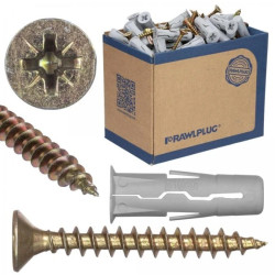 Kołki rozporowe uniwersalne UNO 10,0x36 z wkrętem z łbem stożkowym 5,0x40 100szt. RAWLPLUG