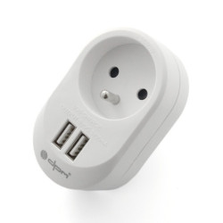Zasilacz 2x USB 5V / 3,4A z gniazdem sieciowym AC 230V - DPM FZB01UW - biały