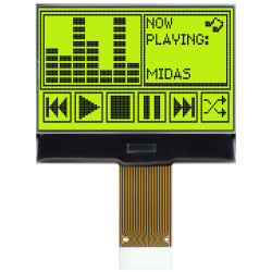Midas Displays MCCOG128064B12W-SPTLY 128x64Graphic COG LCD Black on Yellow/Green