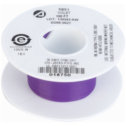 Alpha Wire 5851 VI005 Violet 30AWG 7/38 TYPE E Hu Wire Teflon (100 ft)