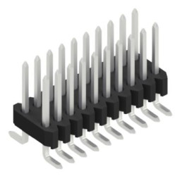 Pin header, 20 pole, pitch 1.27 mm, angled, black, 10061935