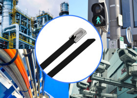 TRU COMPONENTS TC-12656648 Opaski kablowe stalowe 150 mm 4.6 mm AISI 304 z osłoną 10 szt.