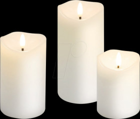 77779 LED real wax candle set of 3, warm white with timer 15-12.5-10x7