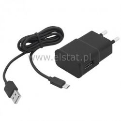 Ładowarka sieciowa 1x USB, 2,1A + kabel micro USB