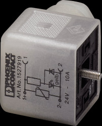 1527919 Valve connector, three-pin, head thread type A, 24 V