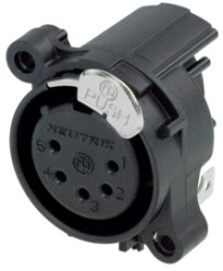 XLR panel socket, 5 pole, gold-plated, polyamide, NC5FAH-DA