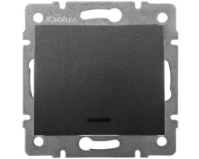 LOGI Łącznik jednobiegunowy z LED śrubowy 10AX 250V grafit 021110141 25256