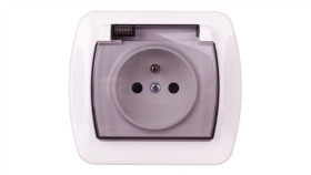 Simon Akord Gniazdo Bryzgoszczelne Z/U Ip44 Z Przesłoną Torów I Klapką Dymną...