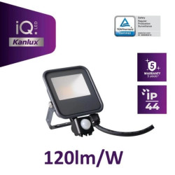 Projektor z czujnikiem IQ-LED FL-10W-NW-SE 1200lm 4000K barwa neutralna IP44 5 lat gwar. TUV czarny 33885