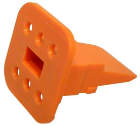 Socket, 6 pole, straight, orange, W6S