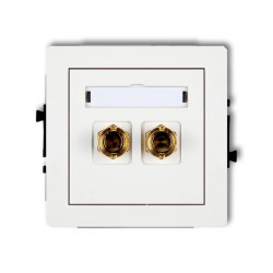 DECO Mechanizm gniazda głośnikowego pojedynczego (typu banan - czerwony i czarny, pozłacany, 4 mm2, do lutowania), biały mat 25D