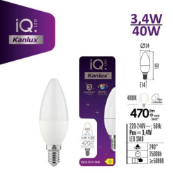 Żarówka LED E14 IQ-LED C35E14 3,4W-NW 470lm 4000K barwa neutralna Ra90 3 lata Gwarancji świeczka 36683