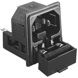 Combination element plug C14, 3 pole, panel mounting, plug-in connection, black, PF0033/20/48