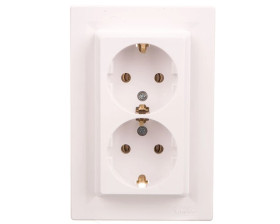 Gniazdo podwójne Asfora SCHUKO białe z ramką EPH9900121