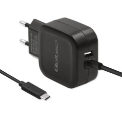 Qoltec Ładowarka sieciowa 17W 5V 3.4A USB + USB typ C