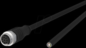 142MHA20100 Sensor cables, M12, 8-pin, coupling &gt; open end, 10 m