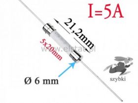 5,0A bezpiecznik ceramiczny do PCB; 5x20mm