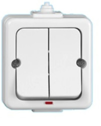 JANTAR Łącznik świecznikowy z podświetleniem n/t IP44 biały /przykręcany klawisz/ WNT-2J/S