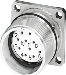 Flange socket, M23, 19 pole, solder connection, standard/SPEEDCON locking system, straight, 1243920