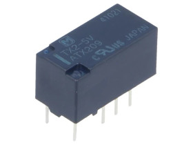 Przekaźnik elektromagnetyczny DPDT Ucewki: 5VDC 2A/30VDC PCB TX2-5V