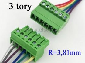 Złączka 3 torowa; przykręcane kable; 3,81mm