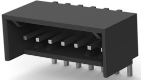 Pin header, 7 pole, pitch 2.54 mm, angled, black, 2-644488-7