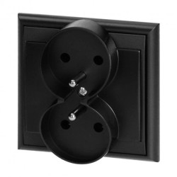 Gniazdo podwójne p/t 2x2P+Z Luna, 16A, 250V, PT-6LR, czarny,OR-OE-7606/B