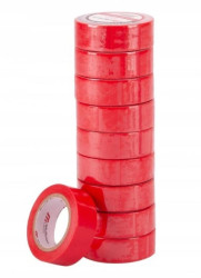 TAŚMA IZOLACYJNA PCV WODOODPORNA MOCNA ELEKTRYCZNA CZERWONA 10 SZT. (4/M/065133161019)