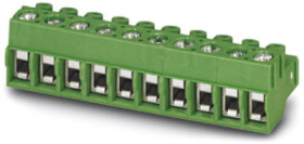 Socket header, 3 pole, pitch 5 mm, straight, green, 1934874