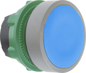 Pushbutton, unlabeled, unlit, latching, waistband round, blue, front ring light gray, mounting Ø 22 mm, ZB5AH06C0