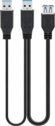 Kabel USB 3.0 Dual Power SuperSpeed, Czarny - Długość kabla 0.3 m