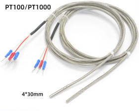 PT100 Temperature Sensor - Glass Fiber Three-wire Cable - PT-100 - for MAX31865