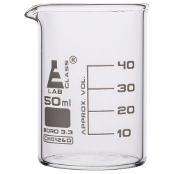LabGlass Low Form Beaker with Spout Graduated 50ml Pack of 12