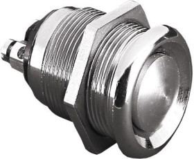Vandal-proof pushbutton, 1 pole, silver, unlit , 1 A/50 V, mounting Ø 19.2 mm, IP66, MP0033