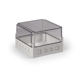 Obudowa Cubo S 17x175x125mm podstawa 50mm przetłoczenia Pg pokrywa przezroczysta IP67 PC SPCK181813T