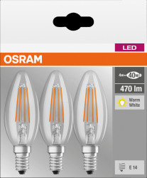 4058075819313 LED bulb BASE E14, 4 W, 470 lm, 2700 K, filament, 3 pcs.