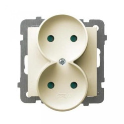 AS Gniazdo podwójne b/u z przesłonami ecru GP-2GRP/m/27