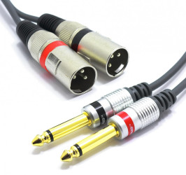 KABEL 2x XLR MĘSKI- 2x JACK 6,3 MONO 1,5m VITALCO MKP13