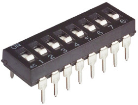 Przełącznik DIP 8-pozycyjny SPST THT 100 mA przy 24 V DC -30 → +85°C