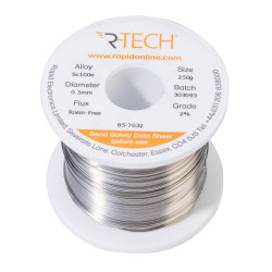 R-TECH 857032 SC100e Solder 2% Rosin-Free HF Flux Halide-Free 0.5mm 250g Reel