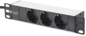 19&quot;-german schuko-style power strip, 3-way, 2 m, 10 A, black, DN-95411