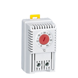 Termostaty 0°C do +60°C 250 V NC Klipy do szyny 35 mm DIN EN60715 RS PRO parametry styku: 10A