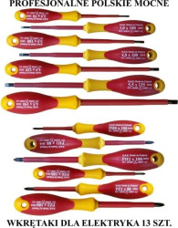 KK31 Zestaw wkrętaków izolowanych 1000V narzędzia dla elektryka 13szt. płaskie, PH, PZ Zestaw śrubokrętów izolowanych 1000V