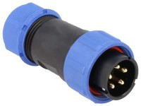 SPP2110-5WW Wtyk 5 pin na kabel (7-12mm) okrągły, lutowany, wodoodporny - gwint wewnętrzny, 500V, 30A