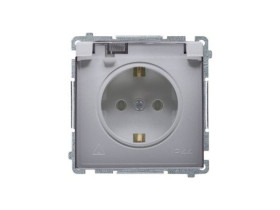 SIMON BASIC Gniazdo schuko do wersji IP44 (moduł) 16A 250V zaciski śrubowe stal inox klapka transparentna BMGSZ1B.01/21A KONTAKT