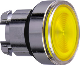 Pushbutton, for universal LED, illuminable, waistband round, yellow, front ring metal, mounting Ø 22 mm, ZB4BW383S